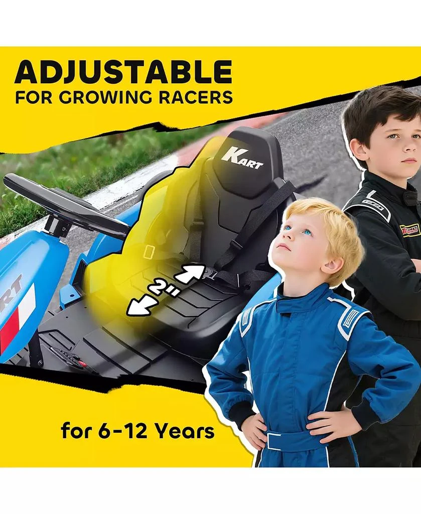 Qaba 24V Electric Go Kart, Kids Drift Kart with Dual 150W Motors, 7