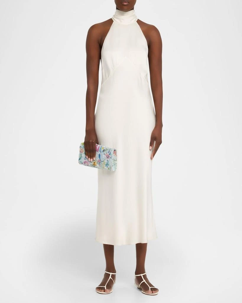 MICHELLE WILHITE Olivia Floral-Print Denim Clutch Bag 6