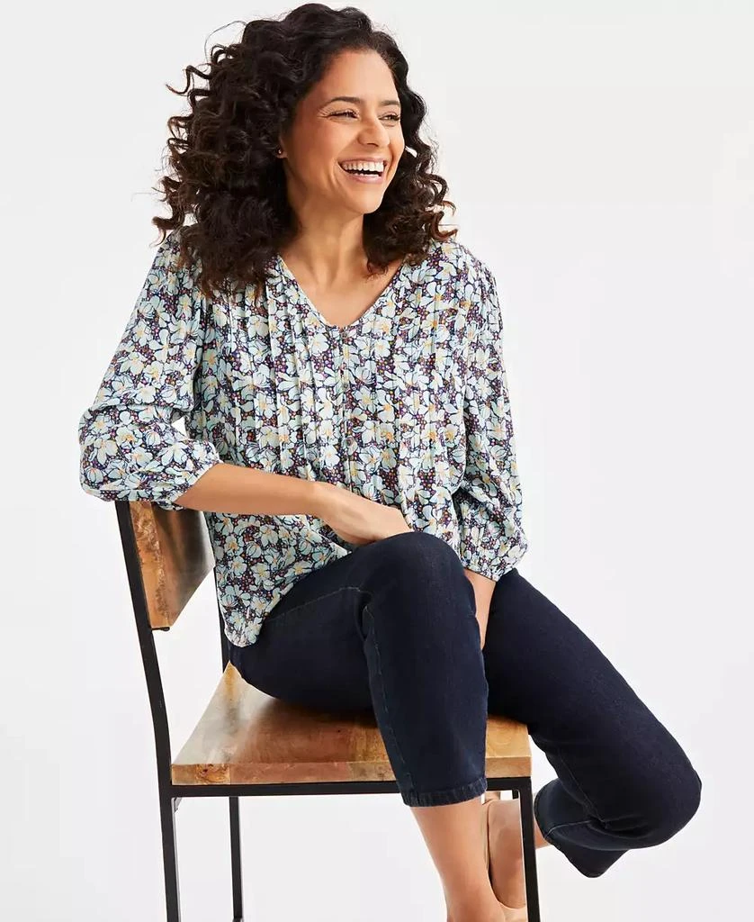 Style & Co Women's Printed Lurex Pintuck Button-Front Blouse, Exclusively at Macy's 2