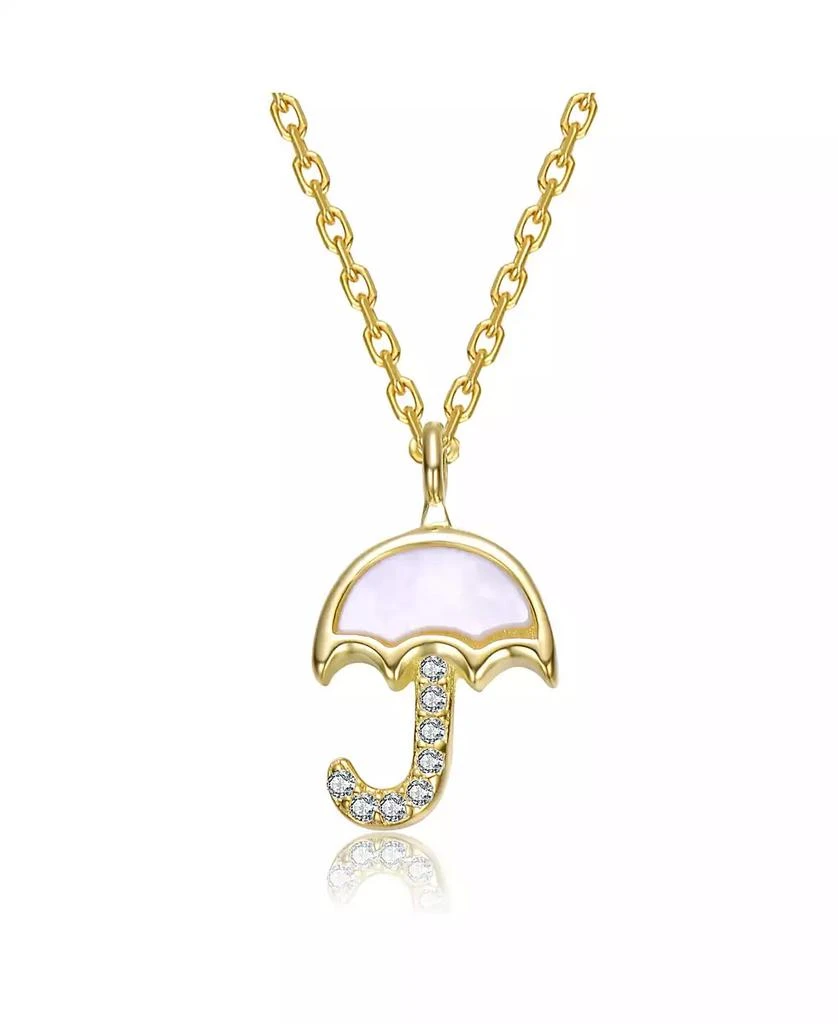 GiGiGirl 14K Gold Plated With Mother Of Pearl 
Clear Cubic Zirconia Umbrella Design Pendant Necklace For Kids