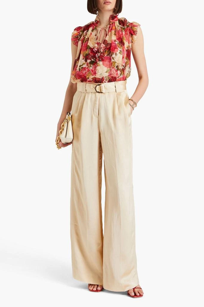 Zimmermann Pleated shantung wide-leg pants 2