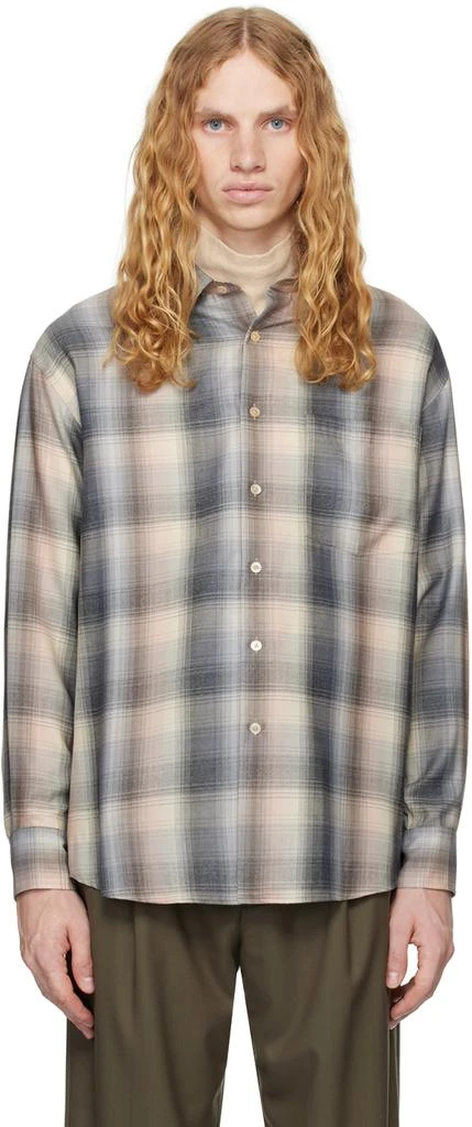 AURALEE Beige Super Light Wool Check Shirt - Shirts - Free 