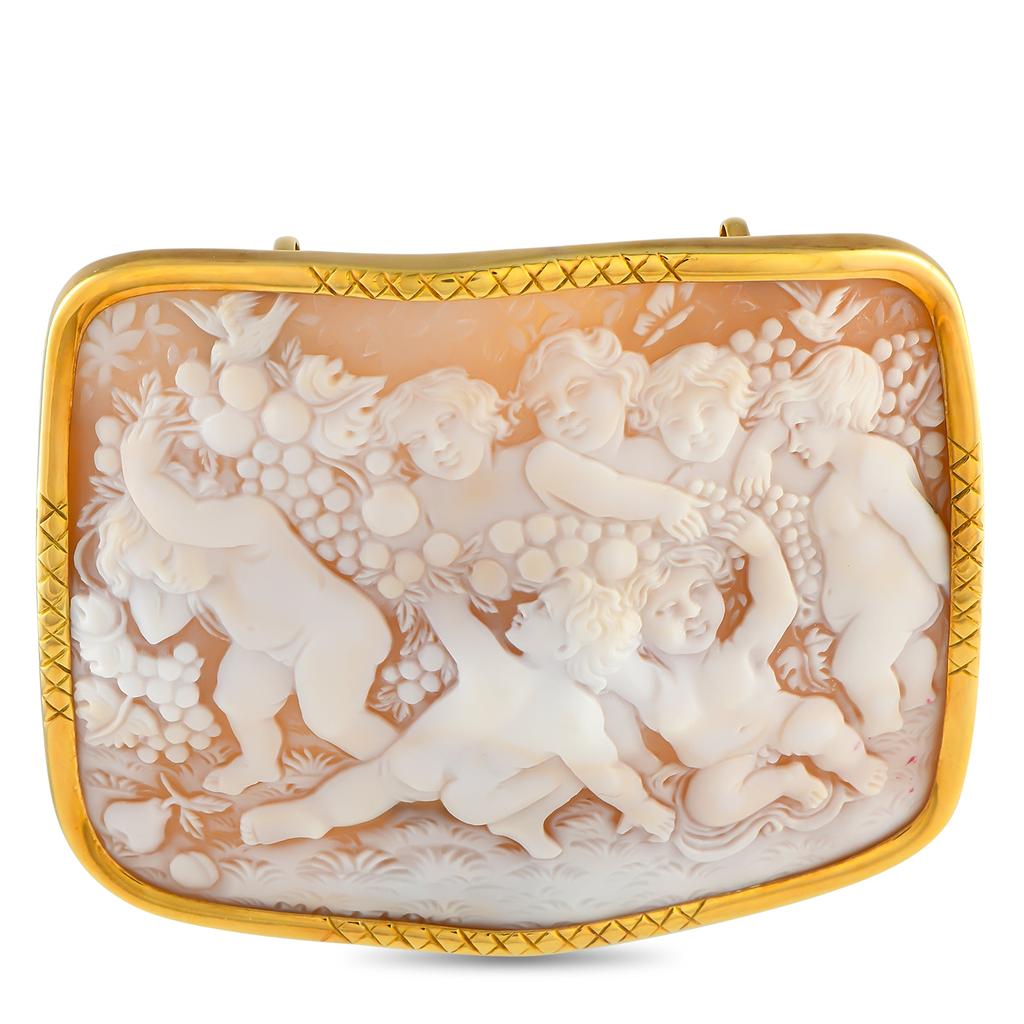 LB Exclusive 18K Yellow Gold Shell Cameo Di Bambino Brooch MF11-041025