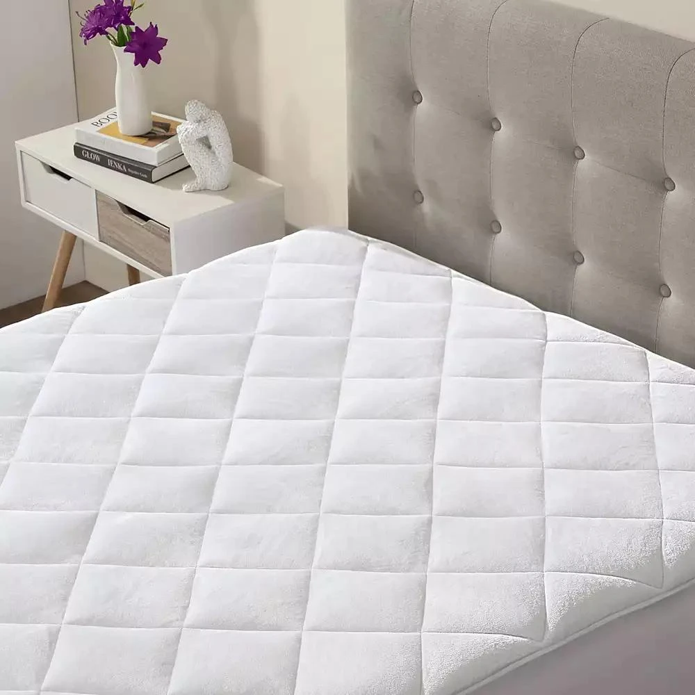 Circles Home CIRCLESHOME Double Puff Microfiber Fleece Mattress Pad White 8