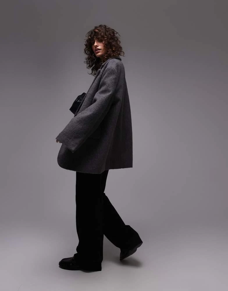 Topshop Topshop brushed wool look blazer coat in grey 1