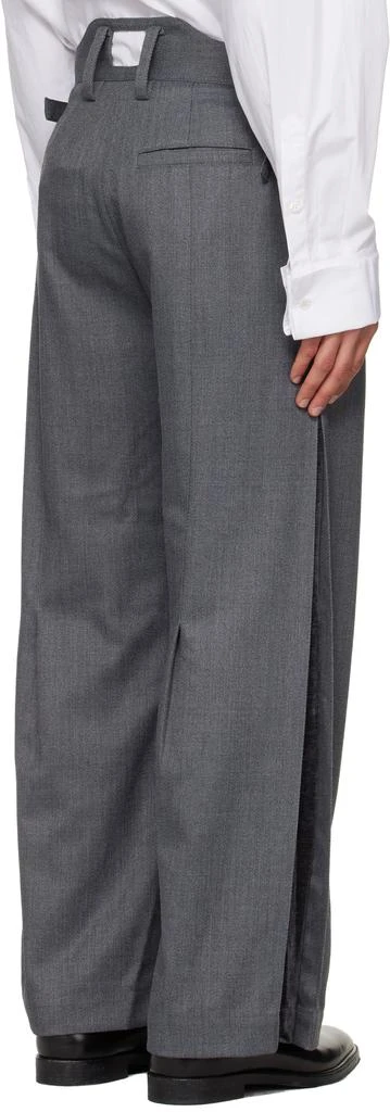 NULLUS Gray Accordion Pleats Tailored Trousers 3