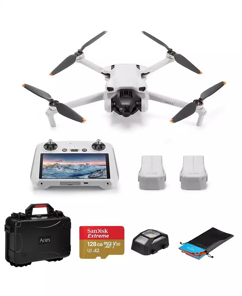DJI Mini 3 Drone Fly More Combo with RC Remote Controller, Carrying Case, 128GB microSD Card, Anti-Collision Light, Landing Pad