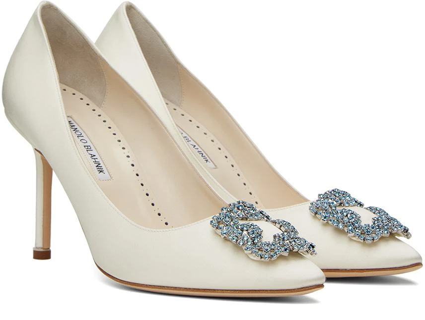 Manolo Blahnik Off-White Hangisi Bridal Heels 4