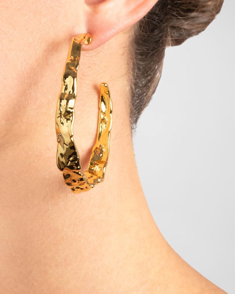 Alexis Bittar Brut Textured Gold Hoop Earrings