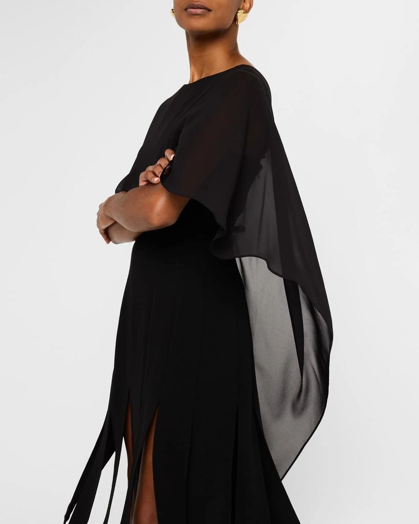 Teri Jon Car Wash Chiffon Cape Midi Dress 5