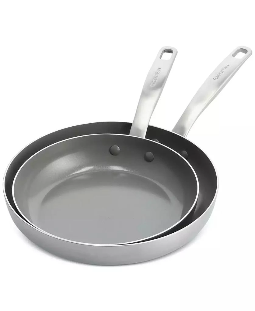 Greenpan Chatham Stainless Ceramic Nonstick 2-Pc. Frypan Set 1