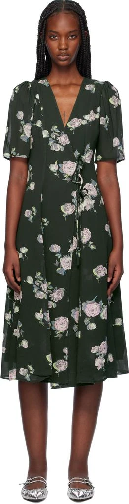knee length dresses for ladies Plisse Midi Dress in Green exclusive at The Shoe Hive main image 0