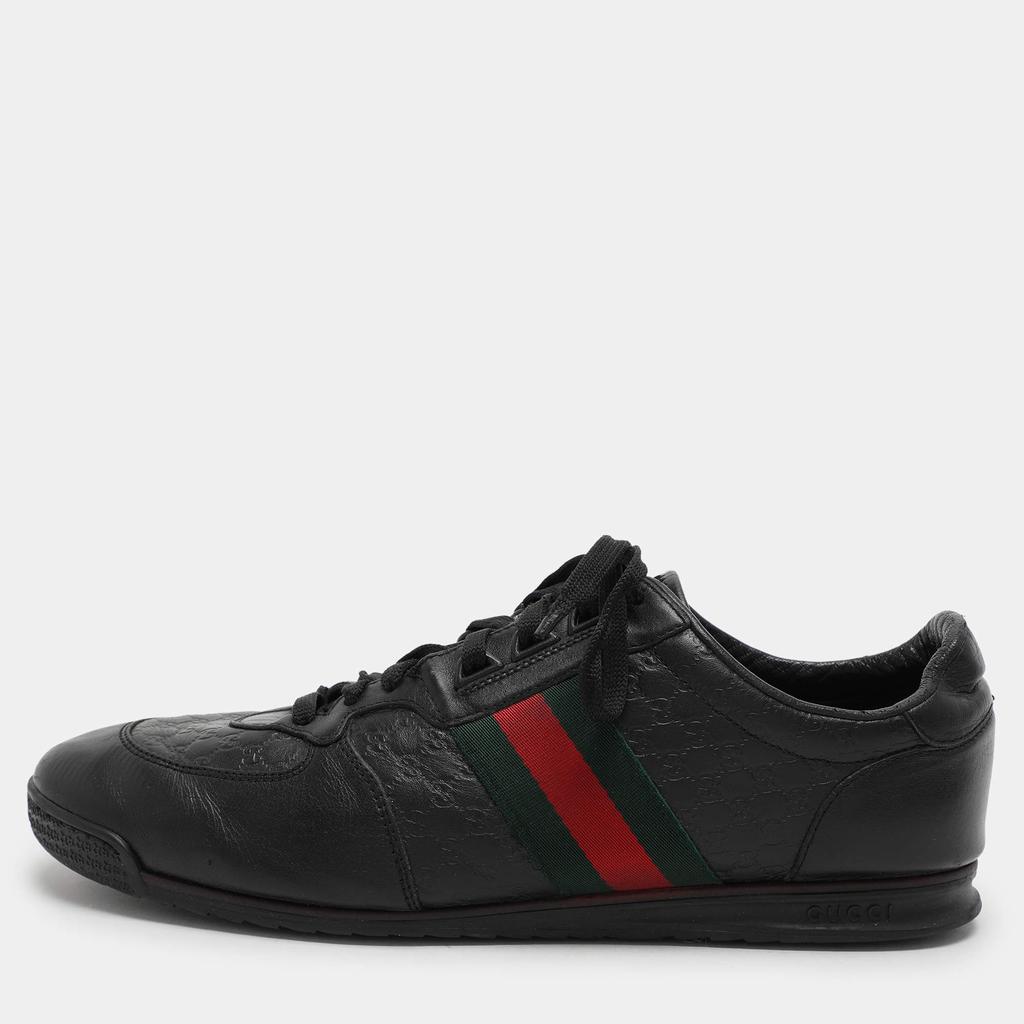 スニーカー GUCCI BLACK CANVAS SNEAKERS Gucci Gucci Black Leather and GG Canvas Web Low Top Sneakers