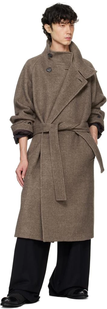 RAINMAKER KYOTO Brown Stand Collar Belted Coat 4