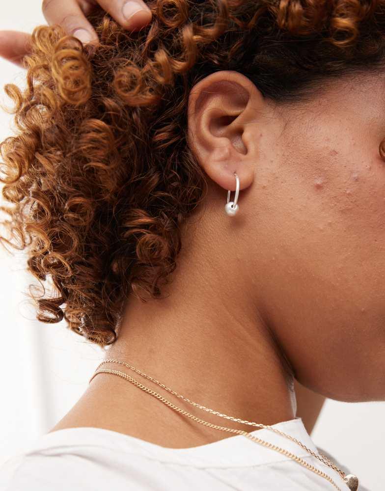 Weekday Weekday silver plated hoop earrings with worn silver effect