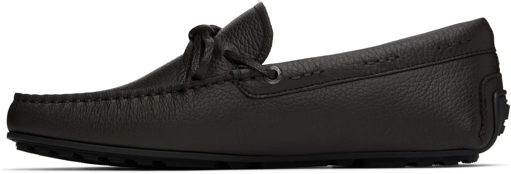Hugo Boss Brown Grained Leather Driver Sole Loafers 3