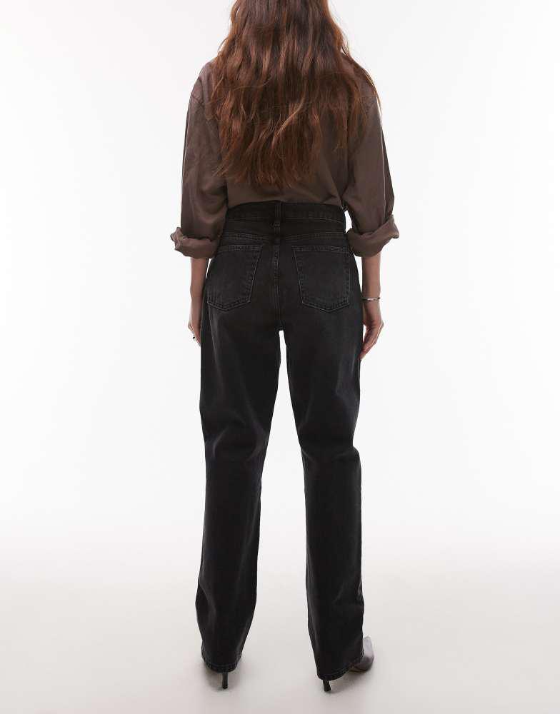 Topshop Topshop Kort high rise straight jean in washed black