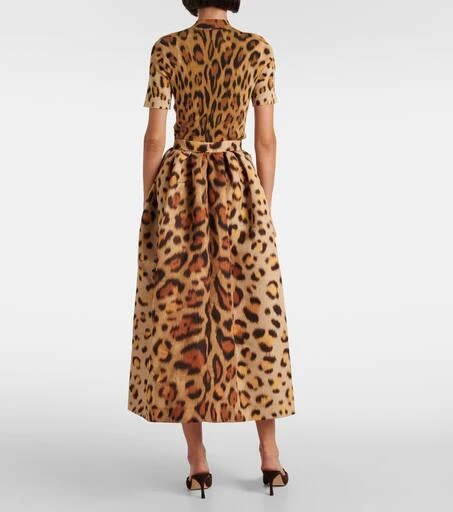 Oscar de la Renta Leopard-print faille midi skirt 3