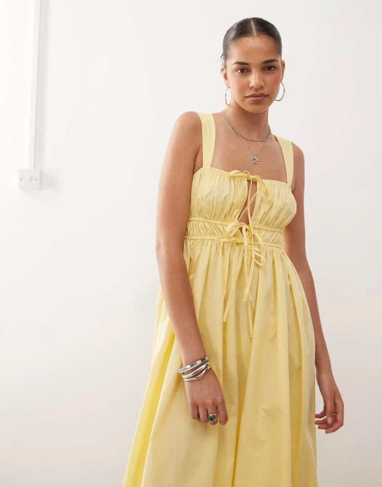 COLLUSION COLLUSION tie detail maxi dress in buttermilk yellow 4