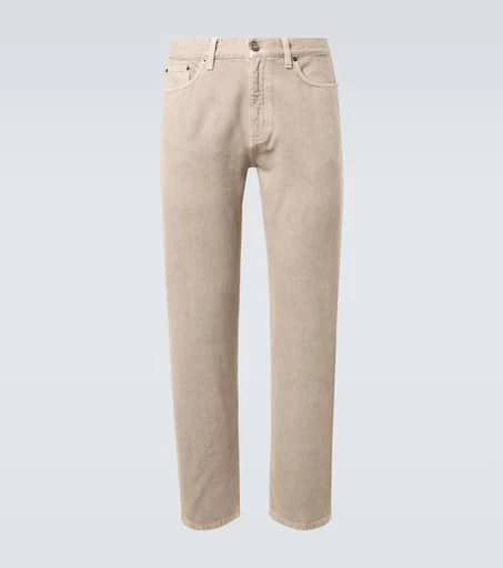 Zegna Leather-trimmed cotton straight pants 1