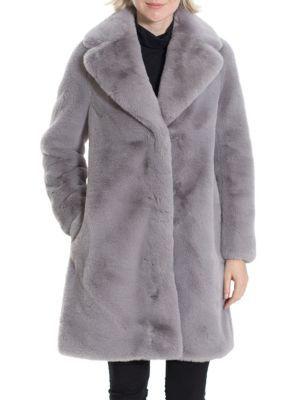 BELLE FARE Faux Fur Notch-Lapel Coat