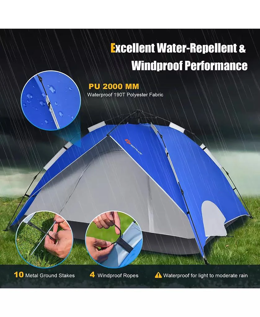 Costway 4 Person Instant Pop-up Camping Tent 2-in-1 Double-Layer Waterproof Tent 4