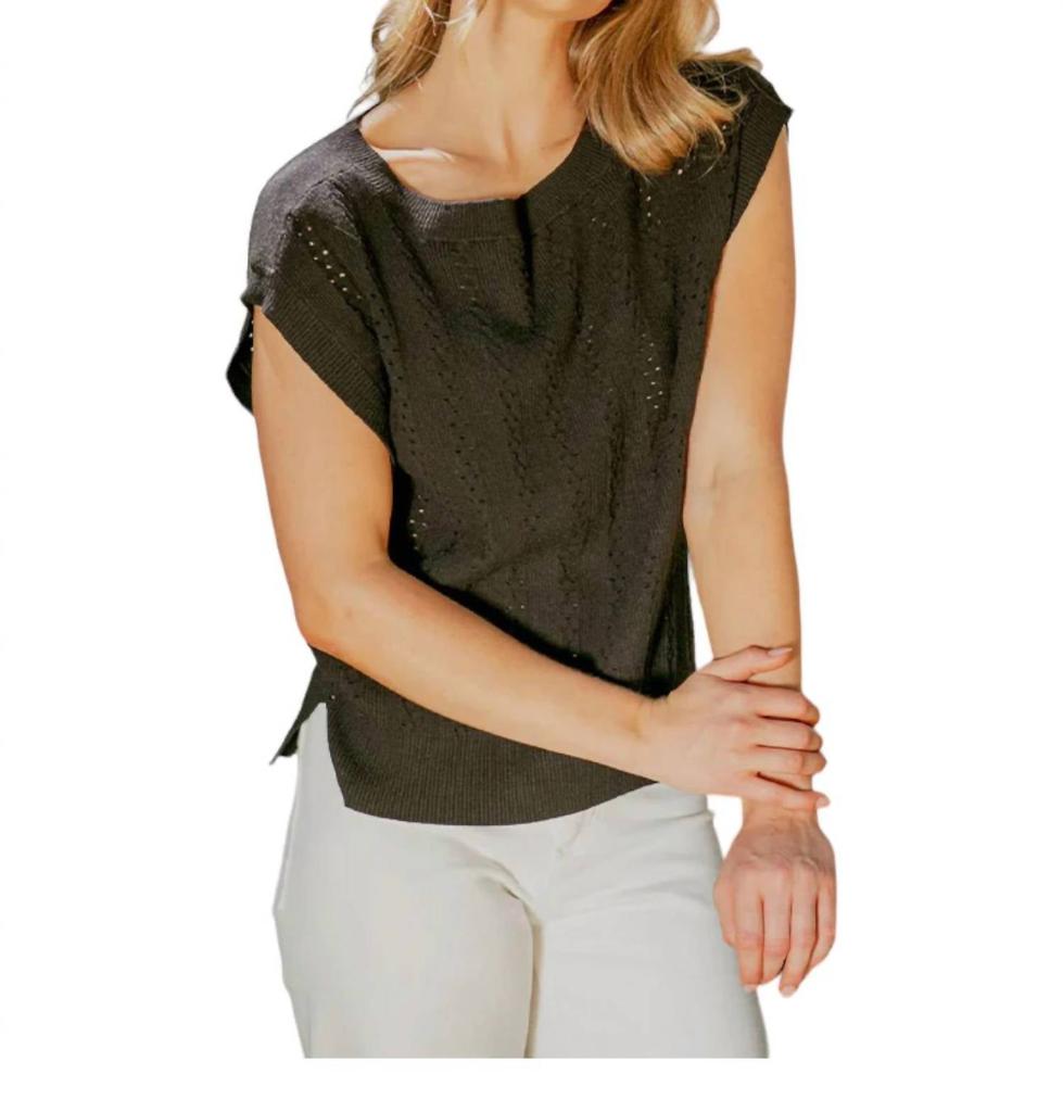 Red Haute Oversized Pointelle Tee In Black