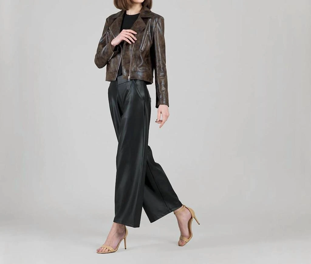 CLARA SUNWOO Clara Sunwoo - Vegan Leather Distressed Zip Cuff Moto Waist Jacket 2