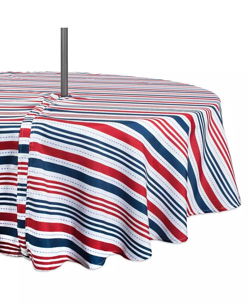 Design Imports Patriotic Stripe Outdoor Tablecloth with Zipper 52" Round 1