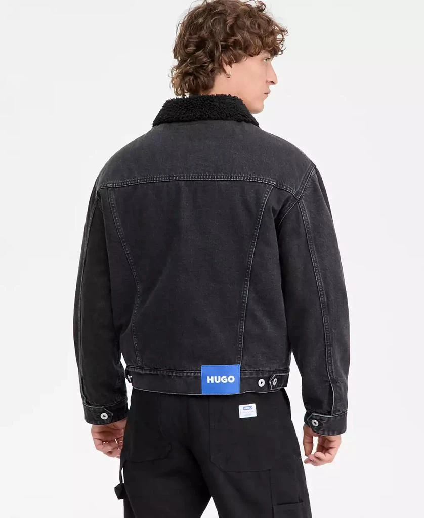 Hugo Boss Dex Stone Wash Denim Trucker Jacket with Fleece Collar 4