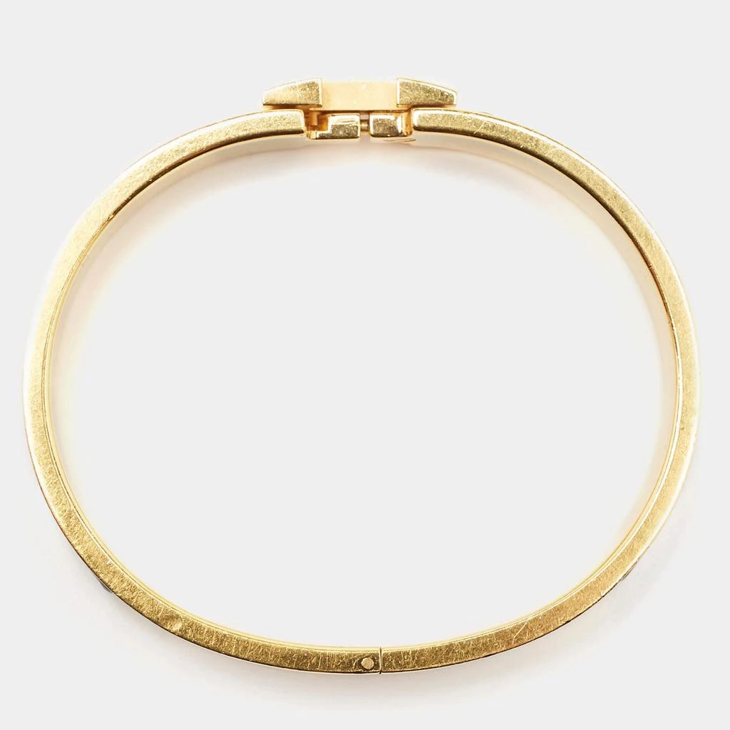 [二手商品] Hermes Hermès Clic H Black Enamel Gold Plated Bracelet 5