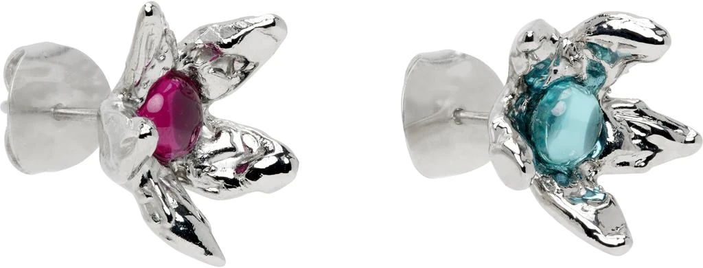 CHOPOVA LOWENA Silver Claw Flower Stud Earrings 2