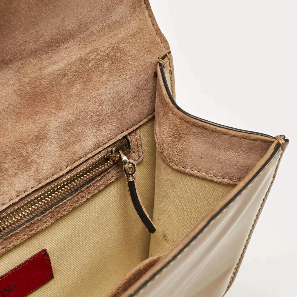Valentino Valentino Beige Patent Leather Medium Rockstud Glam Lock Shoulder Bag 20