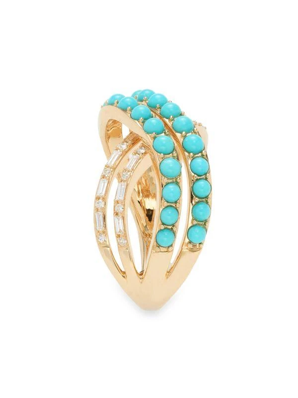 Effy 14K Yellow Gold, 0.27 TCW Diamond & Turquoise Wrap Ring 4