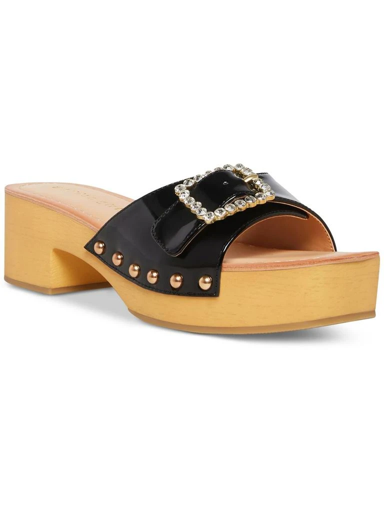 Madden Girl Anikka Womens Faux Leather Rhinestone Slide Sandals 4
