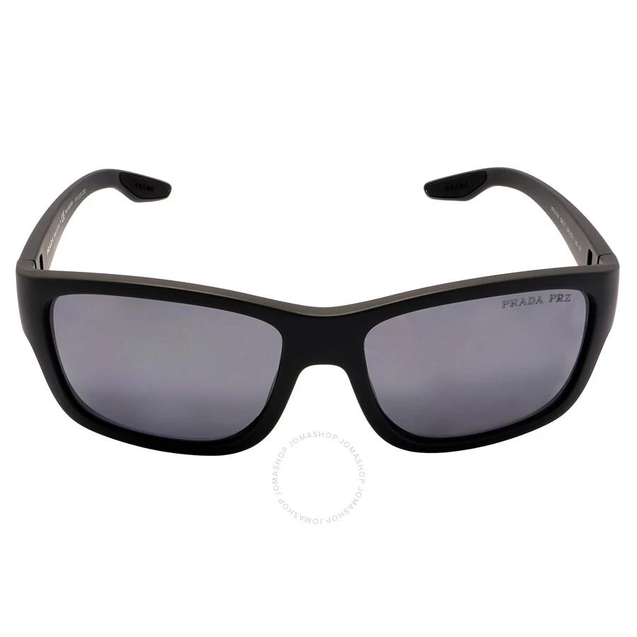 Prada Polarized Dark Grey Mirror Silver Rectangular Men's Sunglasses PS 01WS UFK07H 59 1