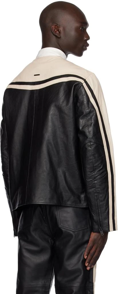 Deadwood Black & Off-White Racer Leather Jacket 3