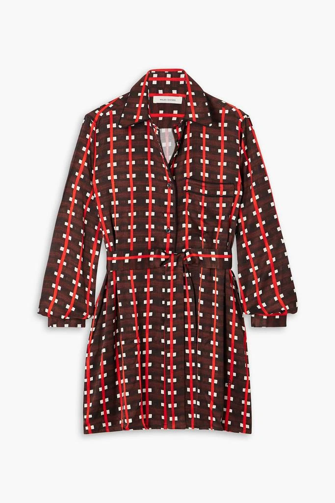 WALES BONNER Melody belted checked satin shirt 1
