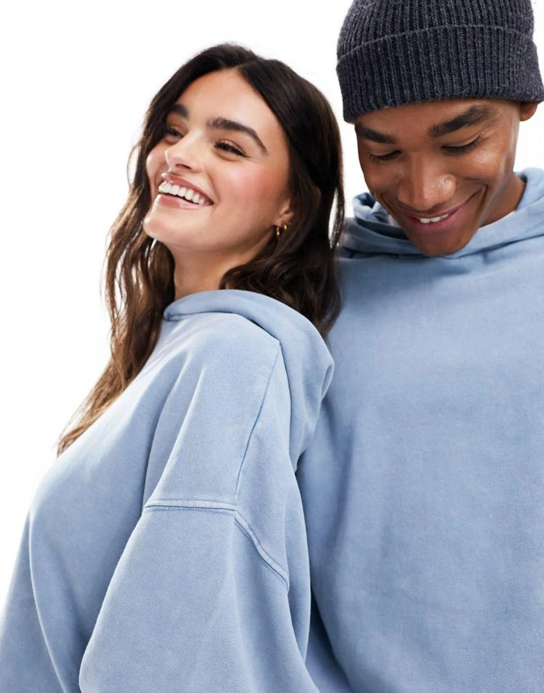ASOS ASOS DESIGN unisex co-ord oversized hoodie in washed denim blue 2
