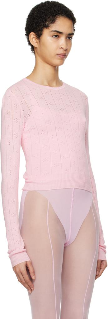 SKIMS Pink Sweater Pointelle Long Sleeve Top