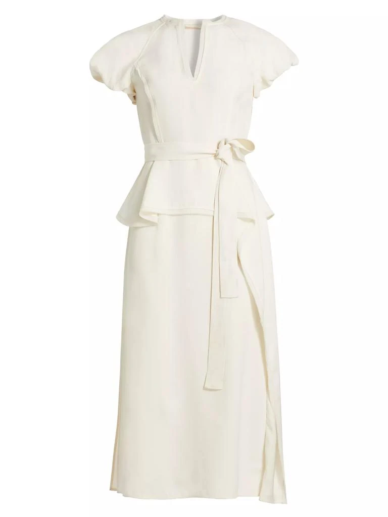 Ulla Johnson Demetria Crepe Peplum Belted Midi-Dress 1