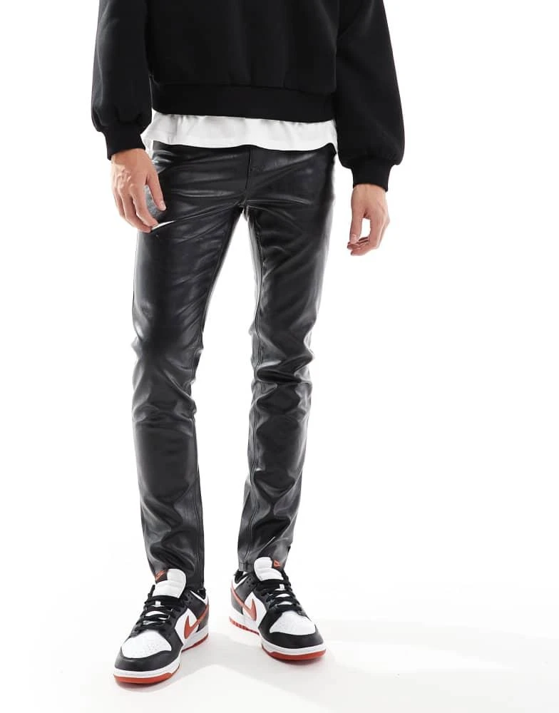 ASOS ASOS DESIGN skinny leather look trouser in black 1