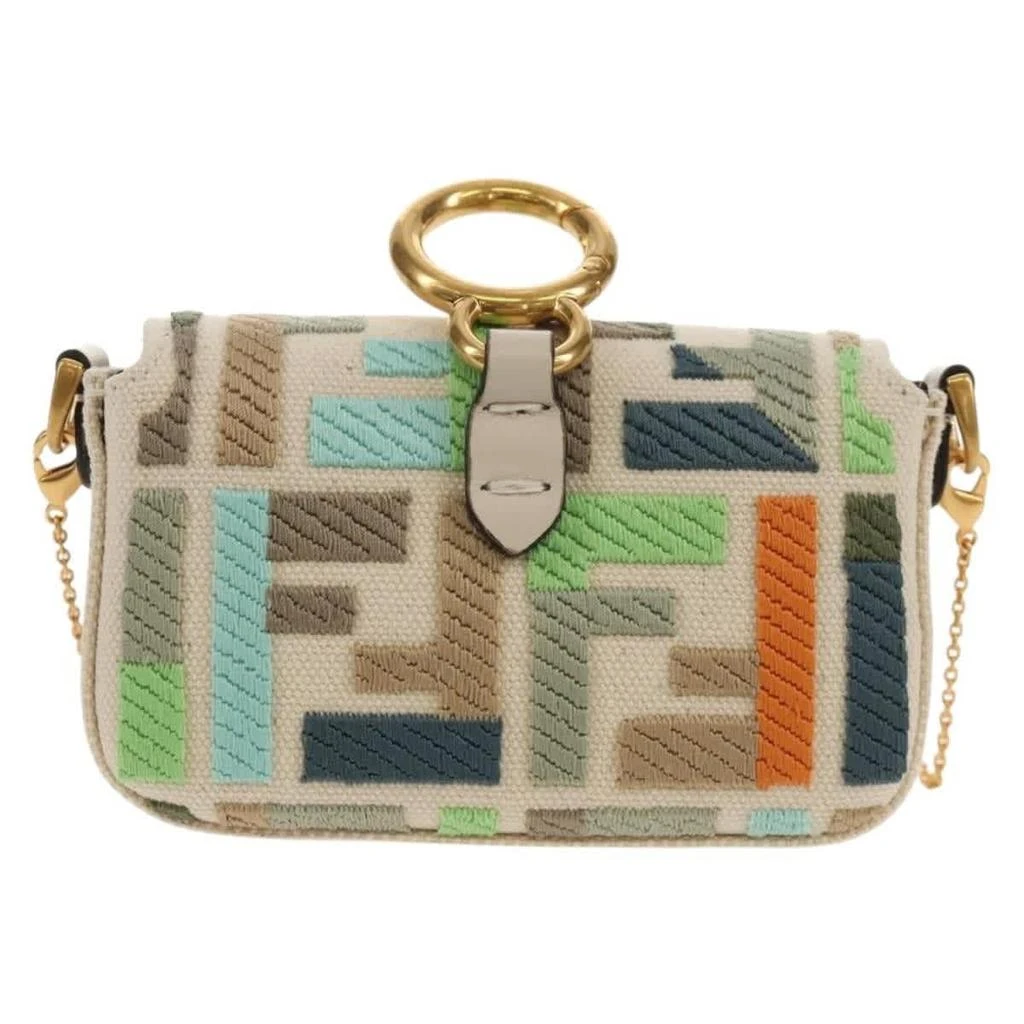 Fendi Chain Baguette Charm Bag Zucca Embroide Canvas Canvas Shoulder Bag Bag (Pre-Owned) 2