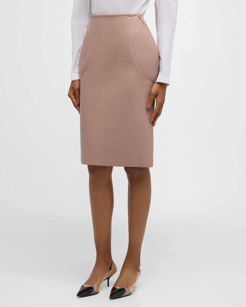 ALAIA Contour Stitched Leather Pencil Skirt