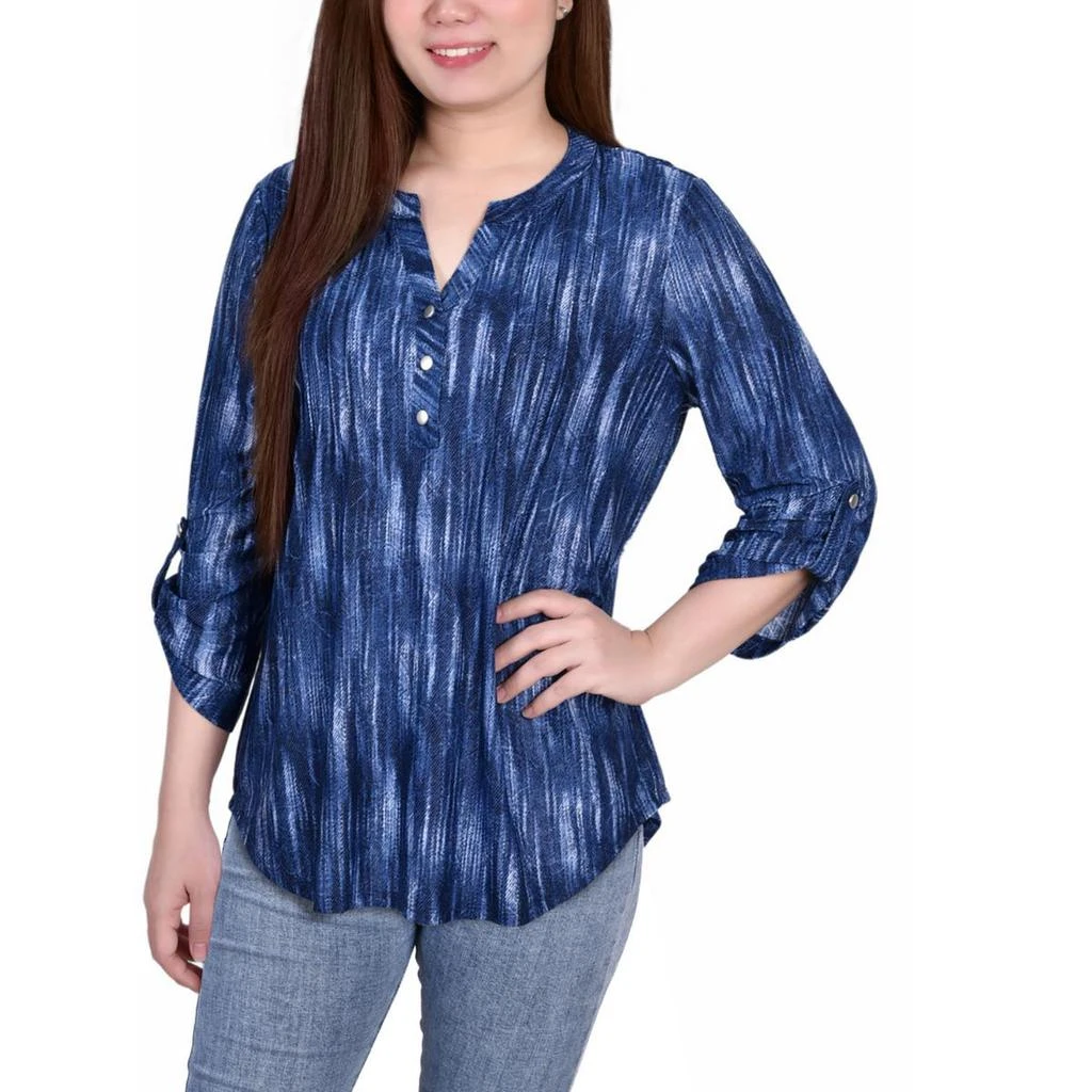 NY Collection Petites Womens Button Pullover Top 4