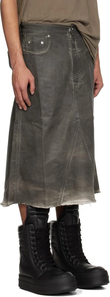 Rick Owens Gray Hollywood Godet Denim Midi Skirt 2
