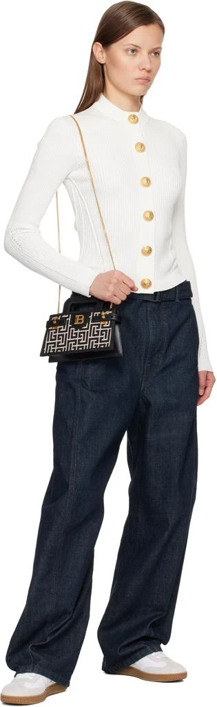Balmain Black 
Off-White B-Buzz Small Monogrammed Bag 4