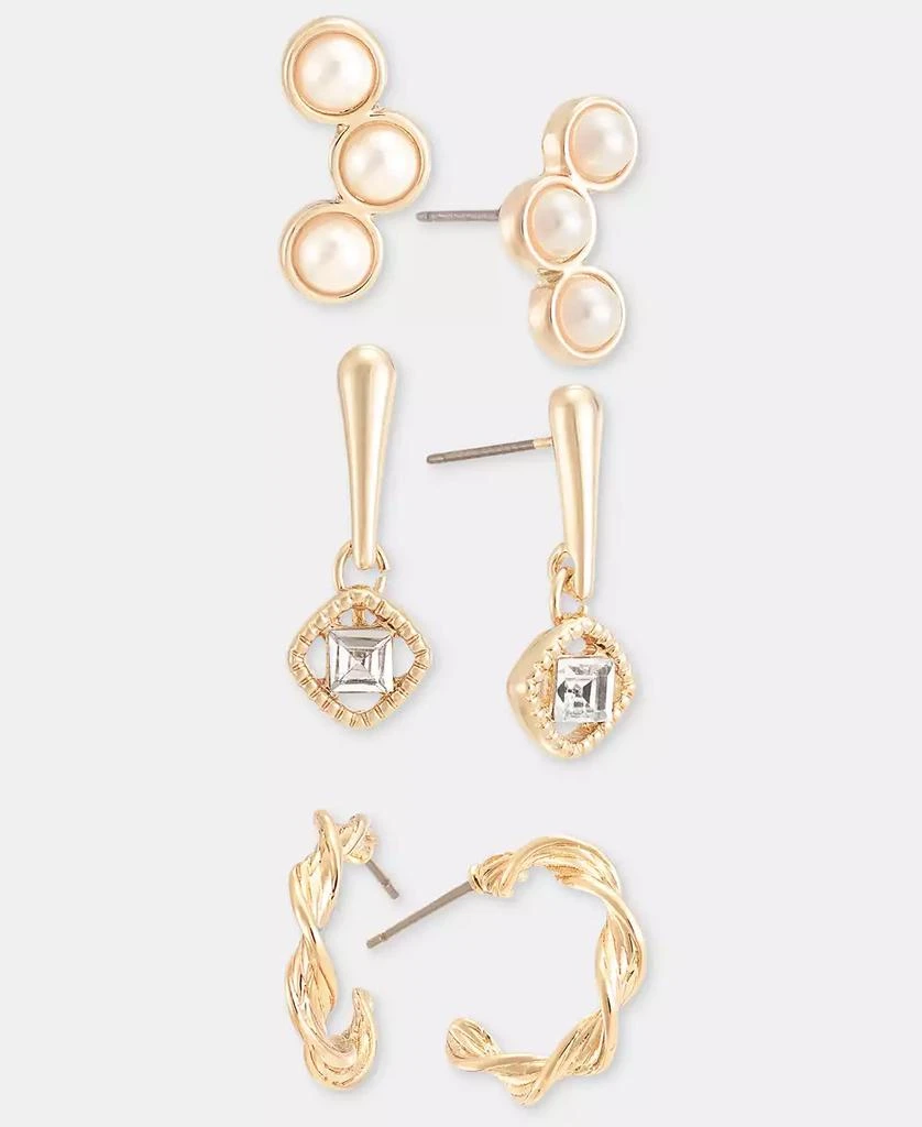 Anne Klein 3-Pc. Set Crystal 
Imitation Pearl Earrings 3