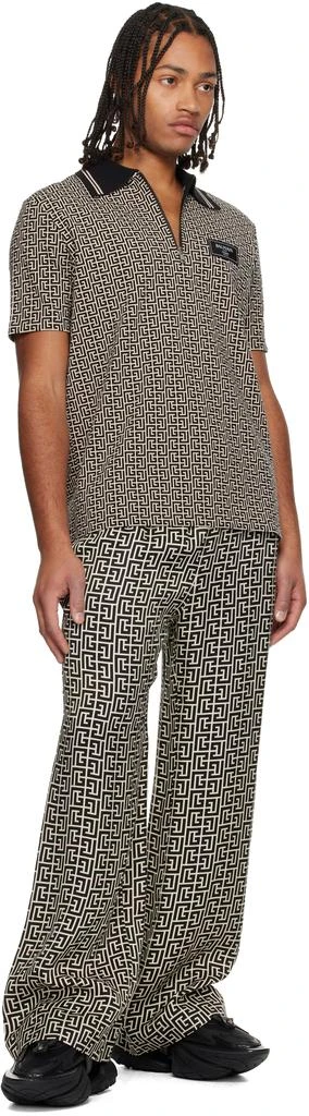 Balmain Black 
Beige Monogram Polo 4