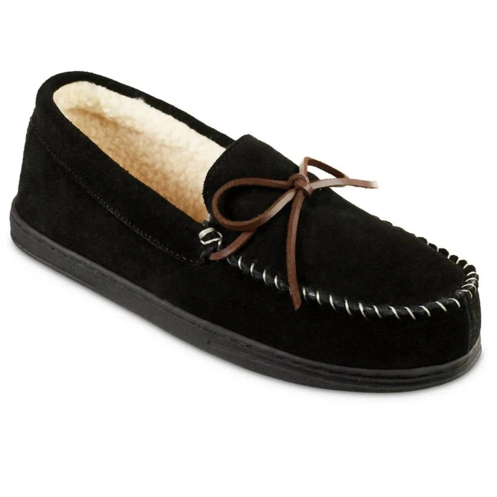 NEW ISOTONER men\'s genuine suede moccasin slippers in black Isotoner Signature Men main image 2
